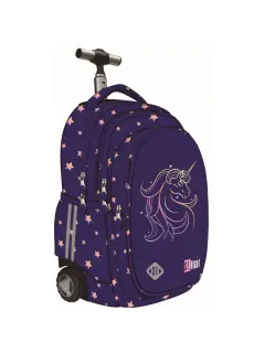 Ruksak školski St.Right Unicorn Glow na kotačima 17"