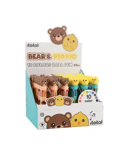 Kemijska olovka iTotal Cute animals medo+pilić 10 boja 36/1 sortirano XL2370H