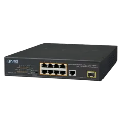 Planet 10-Port Unmanaged PoE Switch (8x 100Mbps 802.3at PoE (120W) 1-Port Gbe 1-Port 100 1000X SFP) Desktop Switch