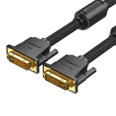 Vention Cotton Braided DVI-D (24 1) Male to Male Cable 2m, Black
