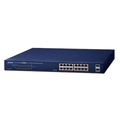 Planet 18-Port 16x 1GbE 802.3at PoE 2-Port 1000X SFP Gigabit Ethernet Unmanaged Switch (240W)