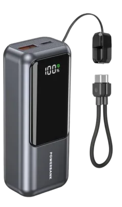 Gembird 20 W Compact fast charging power bank with LCD display, 10000 mAh, spacegrey