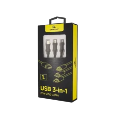 Gembird USB 3-in-1 charging cable, black, 1m