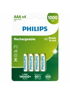Philips punjive baterije AAA, 4 komada, 1000 mAh
