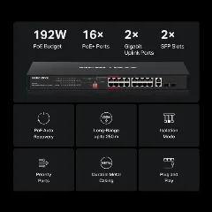Mercusys 20-Port Gigabit Rackmount Switch with 16-Port PoE
