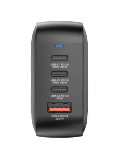 Punjač zidni Verbatim Mini GaN #32231 100 W, 4 priključka; 2xUSB-C PD 100 W/1xUSB-C PD 20 W/1x USB-A QC 3.0 (EN/UK/US)