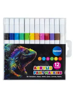 Markeri akrilni Centrum 12 boja 2-4mm u PVC vrećici 12/1 89789