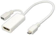 Transmedia Mobile High-Definition Link, MHL plug to HDMI jack and Micro USB B jack