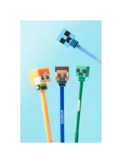 Set od 4 kemijske olovke Puckator piši briši s Minecraft Chibi silikonskim ukrasom PEN314