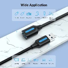 Vention USB 3.0 A Male to A Female Extension Cable 2M Black PVC Type