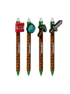 Kemijska olovka Puckator piši briši s Minecraft alatima silikonskim ukrasom sortirano 36/1 PEN275