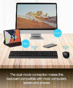 Gembird Dual-mode slim wireless desktop set, 2.4G BT, US layout