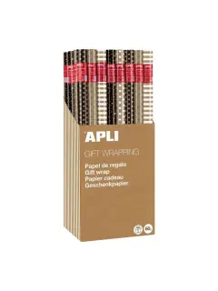 Ukrasni papir Apli 0,70x2m Kraft u roli sortirano 60g (display55/1) 19324