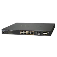 Planet 20-Port (16x RJ45 GbE 802.3at PoE 30W port (220W max) 4x Gigabit RJ45 SFP Combo L2 Mngd Switch