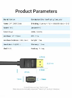 Vention Mini DP to DP Cable 1.5M Black