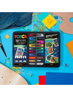 Marker Uni gift set Posca u metalnoj kutiji (mix pc-1m/ pc-3m/pc-5m) pop colours 20/1 302422187