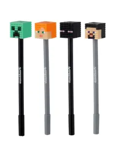 Kemijska olovka Puckator Minecraft s gumenim ukrasom (Alex/Steve/Creeper/Enderman) sortirano 24/1 PEN209