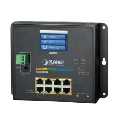 Planet Industrial L2 8-Port 10 100 1000T 802.3at PoE 2-Port 100 1000X SFP Wall-mount Managed Switch with LCD touch screen