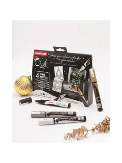 Marker Uni božićni gift set Chalk_kreda marker (elegant) pwe-5m 4 kom + 2 šablone u kutiji (set 04) 4/1 302422408