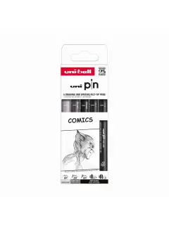 Marker Uni pin set Comics 0,7/1,0/BR, svijetlo sivi BR, tamno sivi BR mm crni 5/1 AK_UNI
