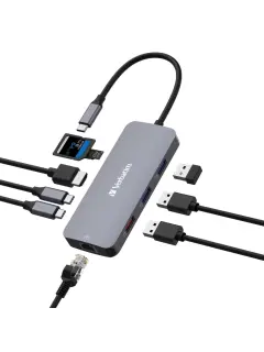 Hub Verbatim CMH-09 #32152 USB-C Pro, 9 priključaka, HDMI/RJ45/2x USB-C/USB-A 3.2 Gen2/2x USB-A 3.2 Gen1/SD/microSD