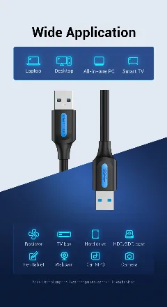 Vention USB 3.0 A Male to A Male Cable 1m, Black