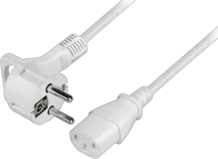 Transmedia Schuko plug flat to C13 jack 1,5m, White