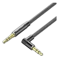 Vention Cotton Braided 3.5mm Male to Male Right Angle Audio Cable 1m, Black
