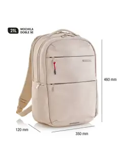 Ruksak za prijenosno računalo Miquelrius 2 odjeljka bež 16" M 35x46x12cm 21L MR19564