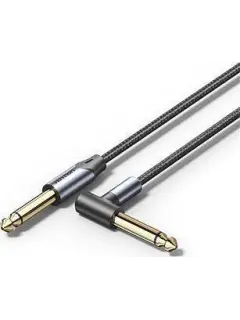 Vention Cotton Braided 6.35mm TS Male to Male Right Angle Audio Cable 5m, Gray
