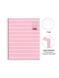 Kolegij blok Miquelrius A4 90g 80L spiralni crte Between the lines Pink MR4520