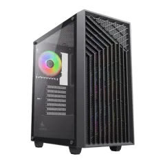 NaviaTec X3 3613BK Gaming case with 4x ARGB Fans, Real Glass Side