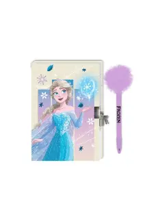 Set dnevnik s ključićem i kemijska olovka pom pom Frozen 564296