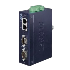 Planet Industrial 2-Port RS232 RS422 RS485 to 2x 100Mbps RJ45 Serial Device Server (-40~75C)