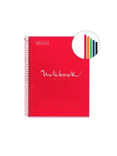 Kolegij blok Miquelrius A4 90g 120L spiralni crte Extra rigid cardboard emotions red MR48555