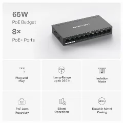 Mercusys 10-Port 10 100Mbps Desktop Switch with 8-Port PoE