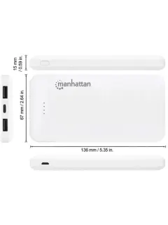 Manhattan powerbank 10000mAh,USB-C,microUSB-A,bije