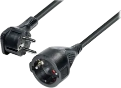 Transmedia Schuko flat plug Extension cable, Angled, 2m