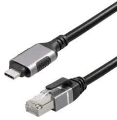 Transmedia Ethernet Cable Cat6 F UTP USB C to RJ45, 3m
