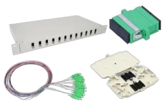 NFO Patch Panel 1U 19" Closed - Singlemode 12x SC APC Duplex Adapter Pigtail kazeta SET