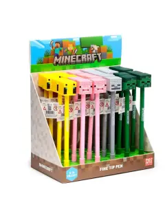 Kemijska olovka Puckator Minecraft s gumenim ukrasom (Pig/Bee/Zombie/Skeleton) sortirano 24/1 PEN254