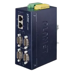 Planet Industrial 4-Port RS232 RS422 RS485 Serial to 2x 100Mbps RJ45 Device Server (-40~75C)