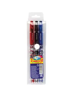 Set kemijskih olovaka Centrum gel piši briši (crvena, crna, plava) 0,5mm u PVC vrećici 3/1 80446