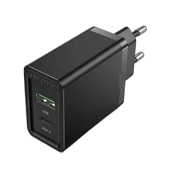 Vention 2-Port USB (A C) Wall Charger (18W 20W) EU-Plug, Black