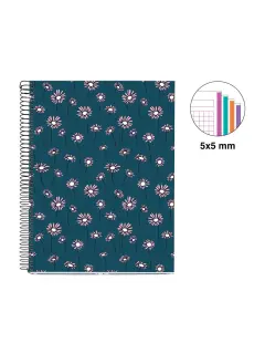Kolegij blok Miquelrius A4 70g 120L spiralni kocke blue daisies MR46816