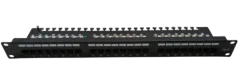 Masterlan patch panel 19", 24xRJ45, Cat5e, 1U, with tie bar, black