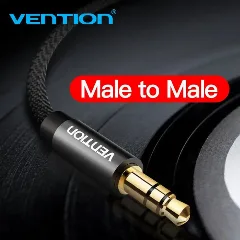 Vention Cotton Braided 3.5mm Male to Male Audio Cable 1M Black