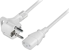 Transmedia Schuko plug flat to C13 jack 2,5m, White