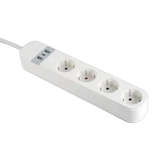 Gembird Smart power strip with USB charger, 4 sockets, white
