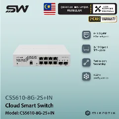 Mikrotik Cloud Smart Switch 610-8G-2S IN, 8 x GbE, 2 x SFP